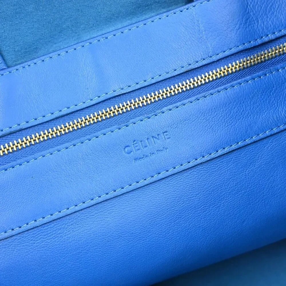 BUYIT Celine Blue Leather Horizontal Cabas Tote Handbag NQ03318 - Picture 7 of 10